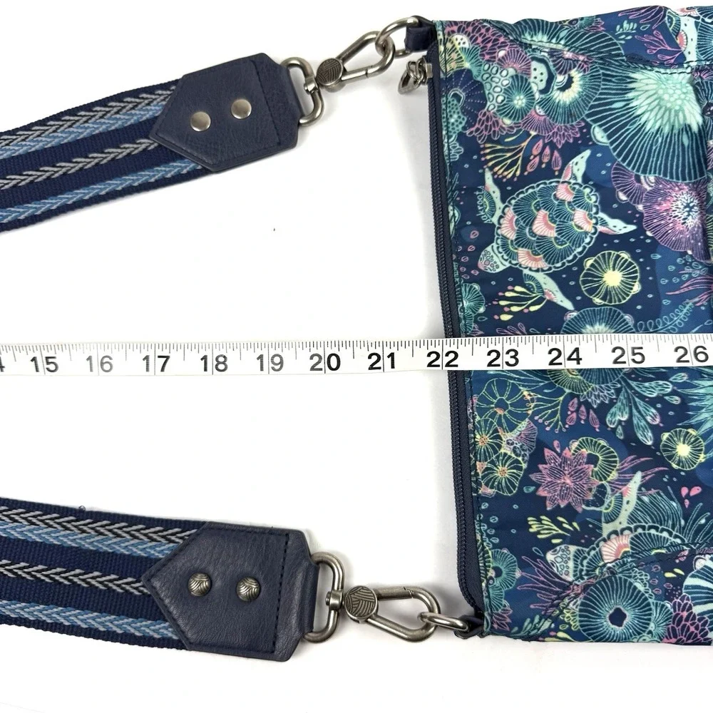 Sakroots Handbag Blue Floral Nylon Guitar Strap Colorful Boho Crossbody Bag Rare